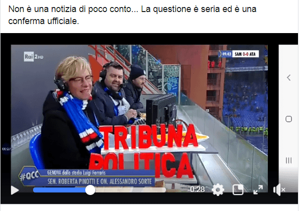 uno dei post su Facebook